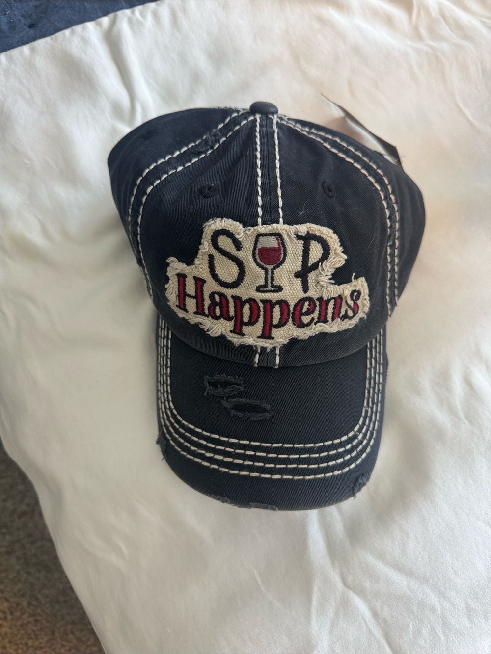 KBETHOS Black 'Sip Happens' Embroidered Baseball Cap